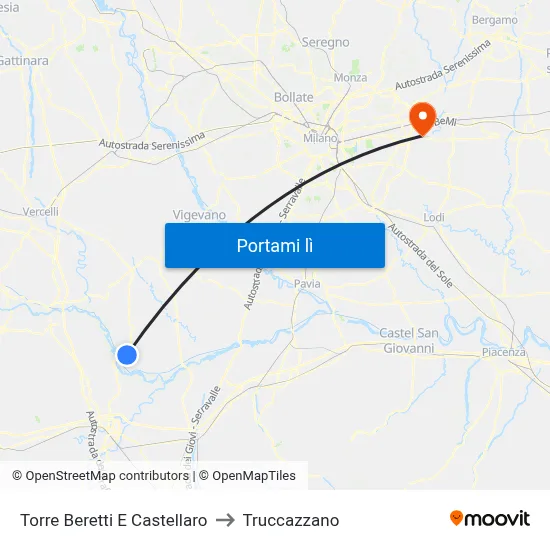 Torre Beretti E Castellaro to Truccazzano map