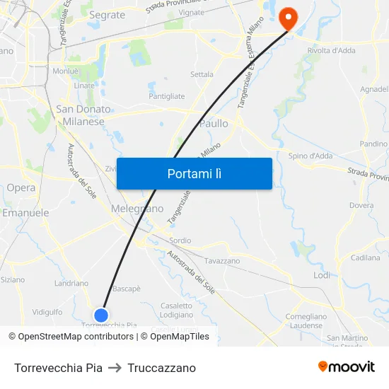 Torrevecchia Pia to Truccazzano map