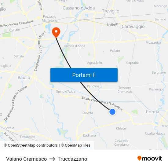Vaiano Cremasco to Truccazzano map