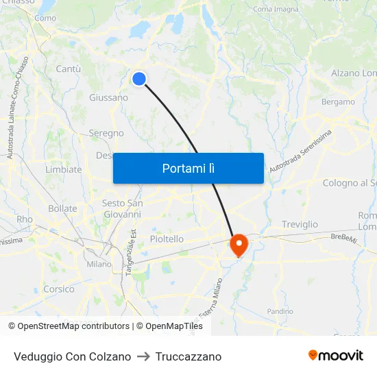 Veduggio Con Colzano to Truccazzano map