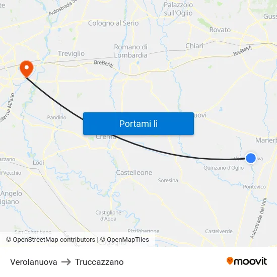 Verolanuova to Truccazzano map