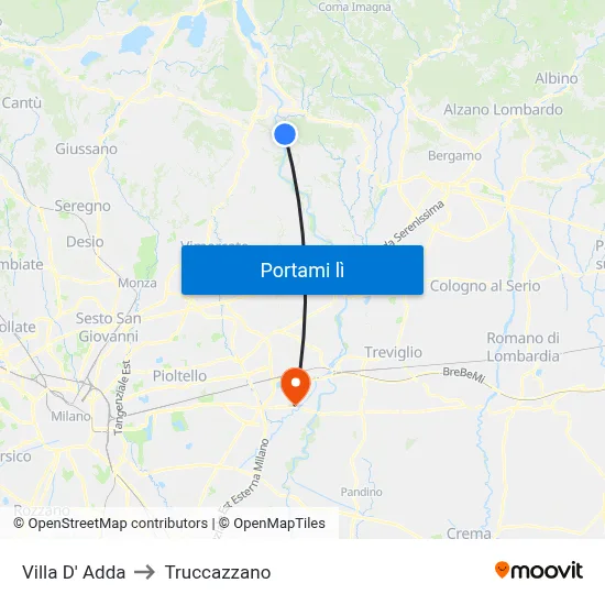 Villa D' Adda to Truccazzano map