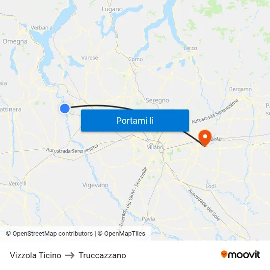 Vizzola Ticino to Truccazzano map