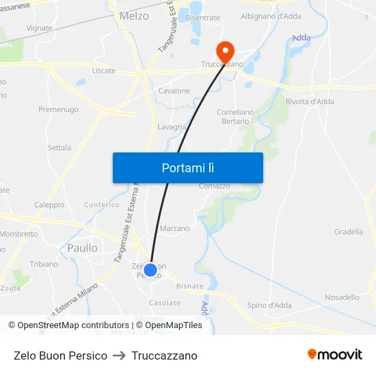Zelo Buon Persico to Truccazzano map