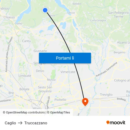 Caglio to Truccazzano map