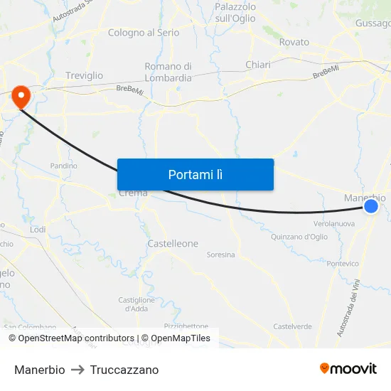 Manerbio to Truccazzano map