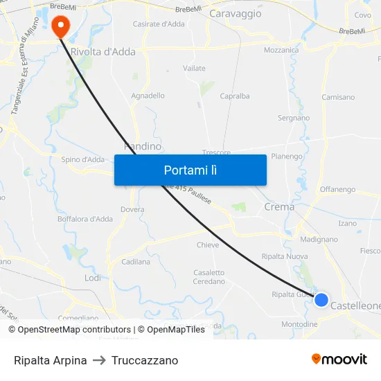 Ripalta Arpina to Truccazzano map