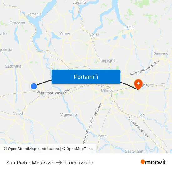 San Pietro Mosezzo to Truccazzano map