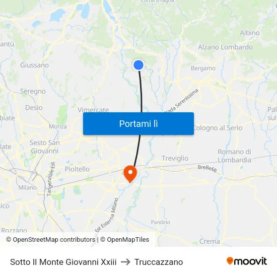 Sotto Il Monte Giovanni Xxiii to Truccazzano map