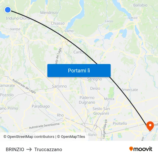 BRINZIO to Truccazzano map