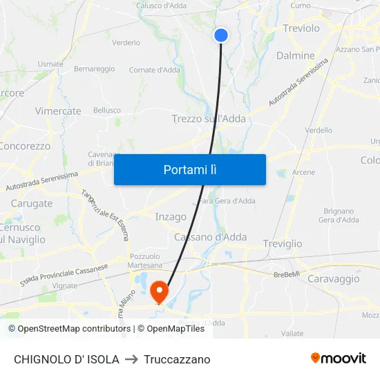 CHIGNOLO D' ISOLA to Truccazzano map