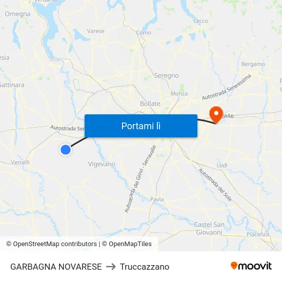 GARBAGNA NOVARESE to Truccazzano map