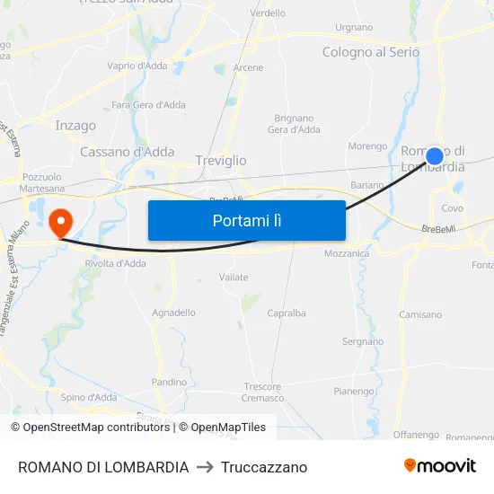 ROMANO DI LOMBARDIA to Truccazzano map