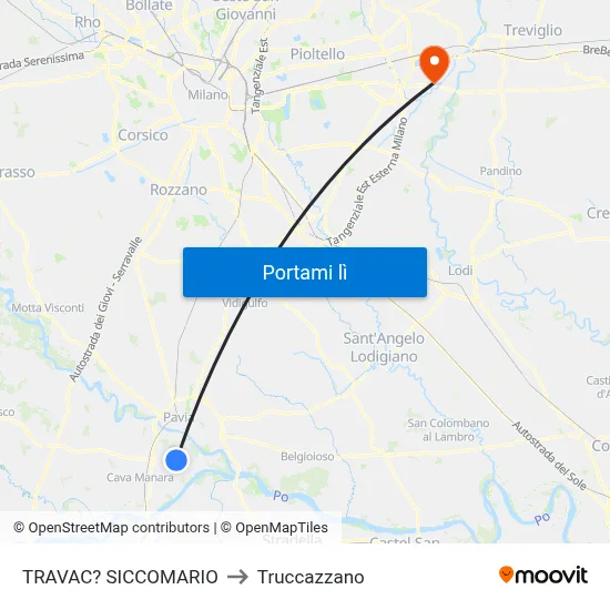 TRAVAC? SICCOMARIO to Truccazzano map