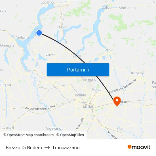 Brezzo Di Bedero to Truccazzano map