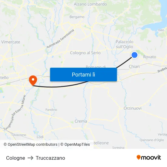 Cologne to Truccazzano map