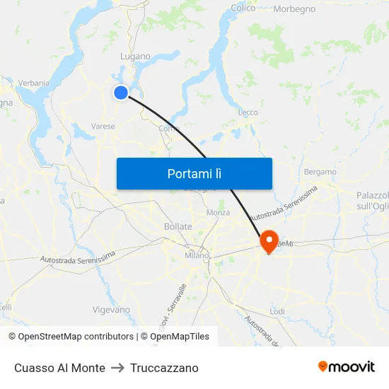 Cuasso Al Monte to Truccazzano map