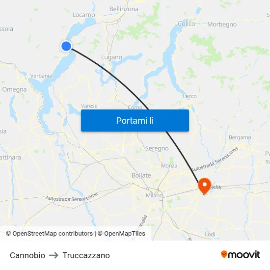 Cannobio to Truccazzano map