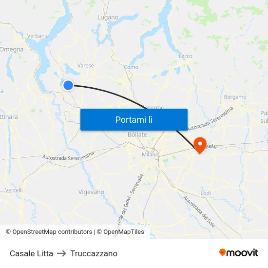 Casale Litta to Truccazzano map