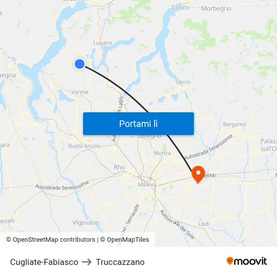 Cugliate-Fabiasco to Truccazzano map