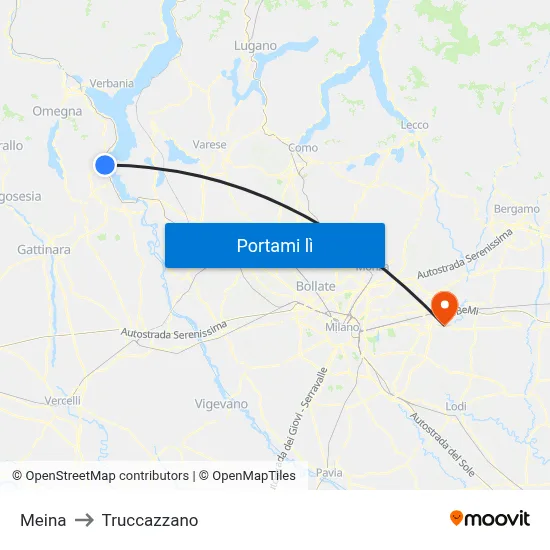 Meina to Truccazzano map