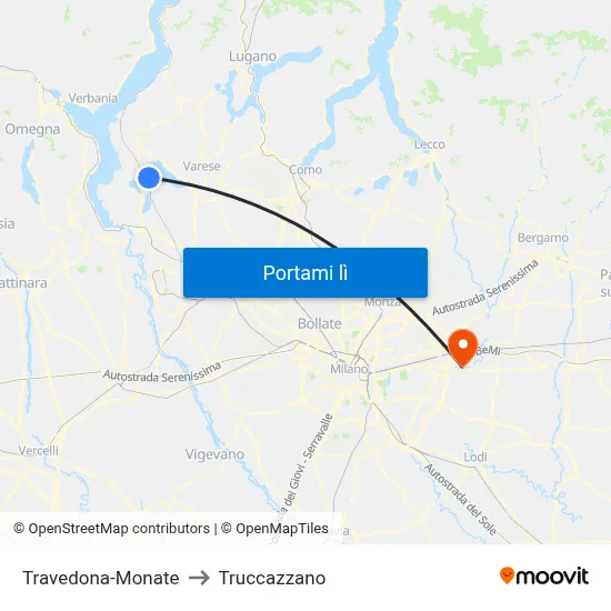 Travedona-Monate to Truccazzano map