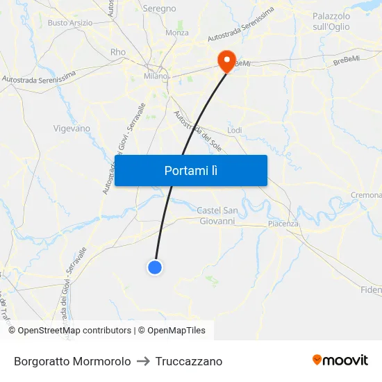 Borgoratto Mormorolo to Truccazzano map