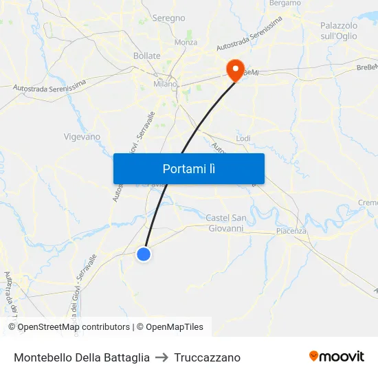 Montebello Della Battaglia to Truccazzano map