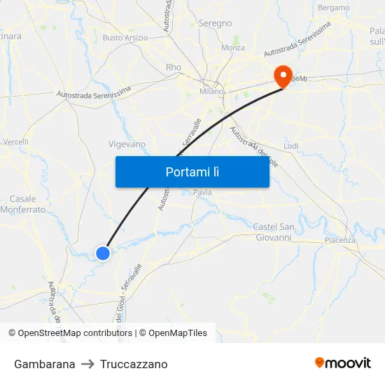 Gambarana to Truccazzano map