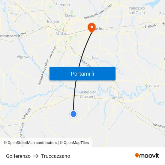 Golferenzo to Truccazzano map