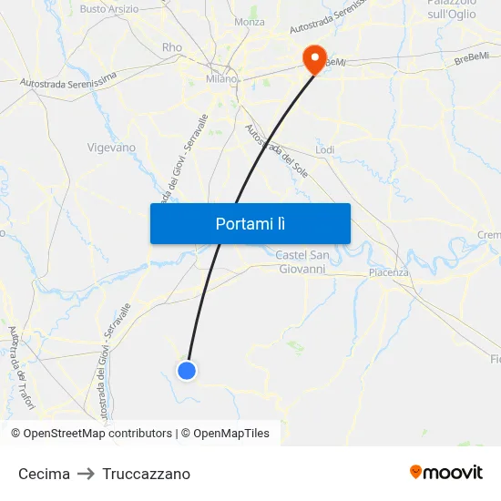 Cecima to Truccazzano map