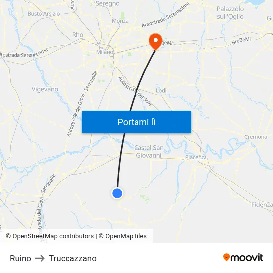 Ruino to Truccazzano map