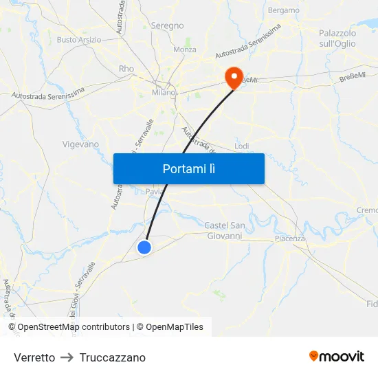 Verretto to Truccazzano map