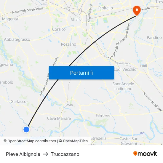 Pieve Albignola to Truccazzano map