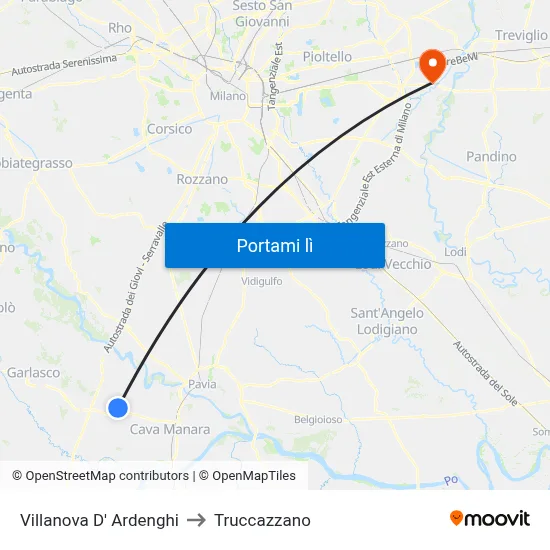 Villanova D' Ardenghi to Truccazzano map