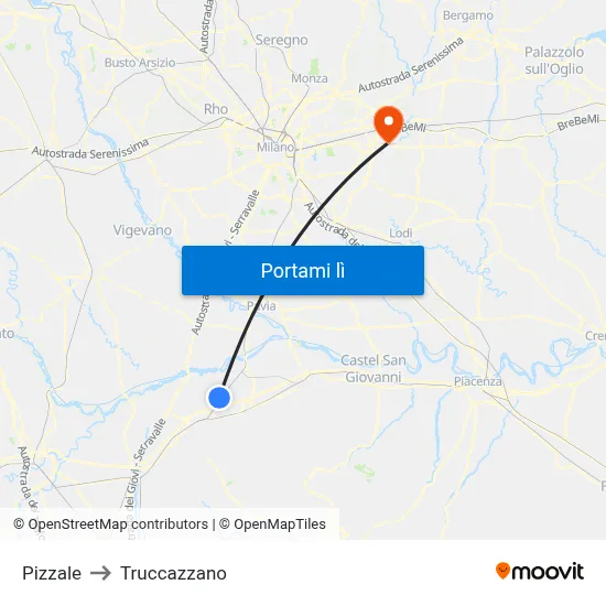 Pizzale to Truccazzano map