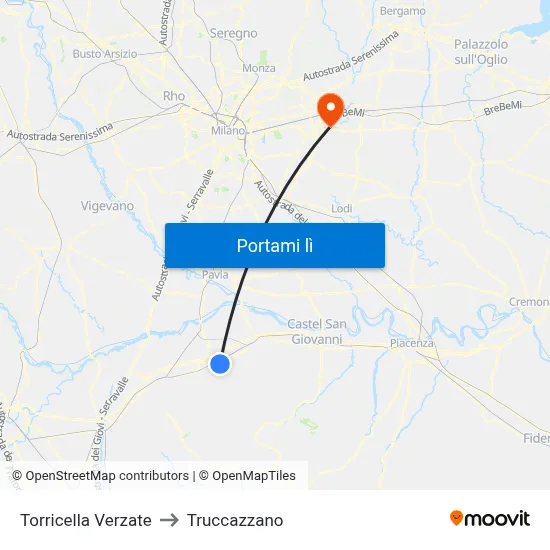 Torricella Verzate to Truccazzano map