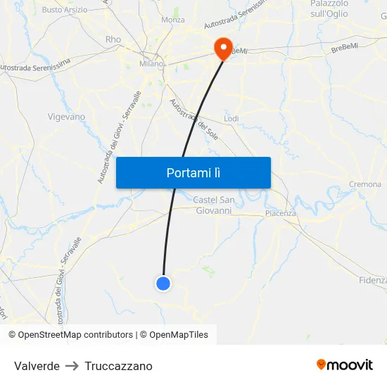 Valverde to Truccazzano map
