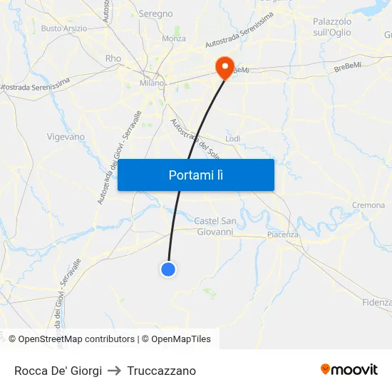 Rocca De' Giorgi to Truccazzano map