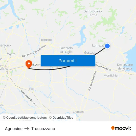 Agnosine to Truccazzano map