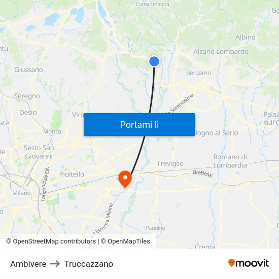 Ambivere to Truccazzano map