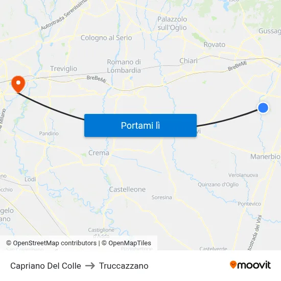 Capriano Del Colle to Truccazzano map
