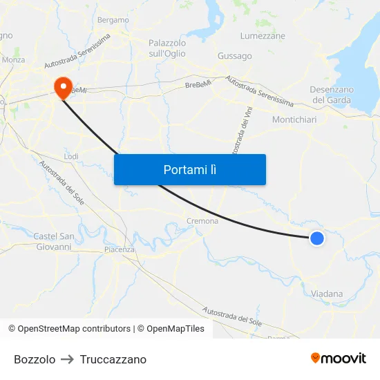 Bozzolo to Truccazzano map