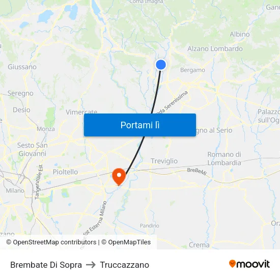 Brembate Di Sopra to Truccazzano map