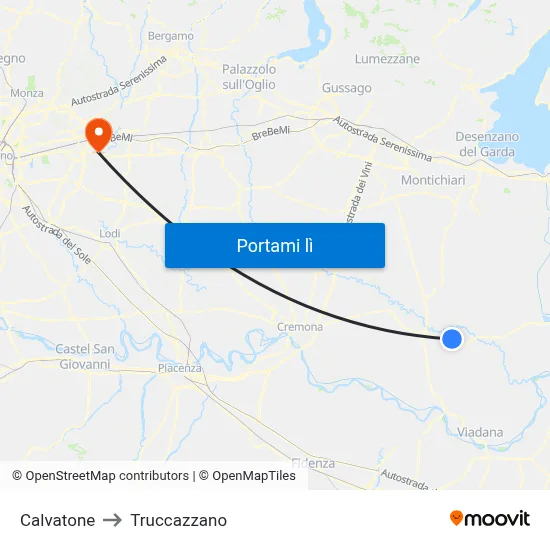 Calvatone to Truccazzano map