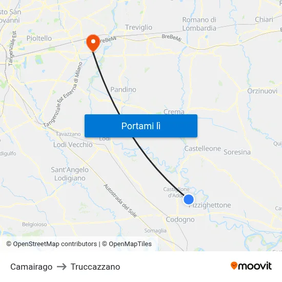 Camairago to Truccazzano map