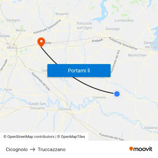 Cicognolo to Truccazzano map