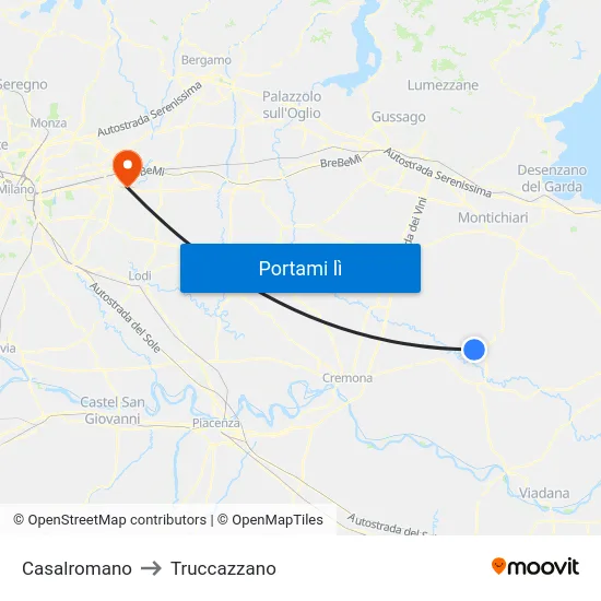 Casalromano to Truccazzano map