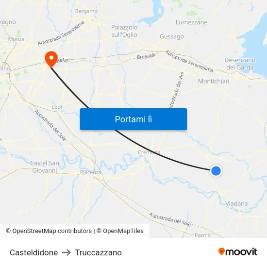 Casteldidone to Truccazzano map