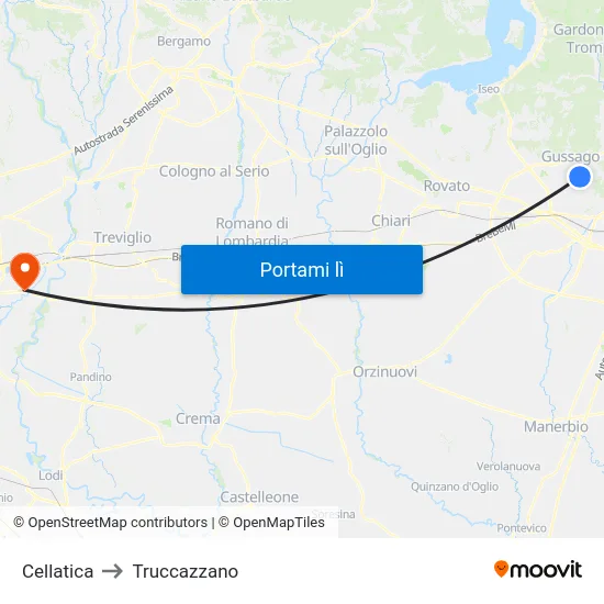 Cellatica to Truccazzano map